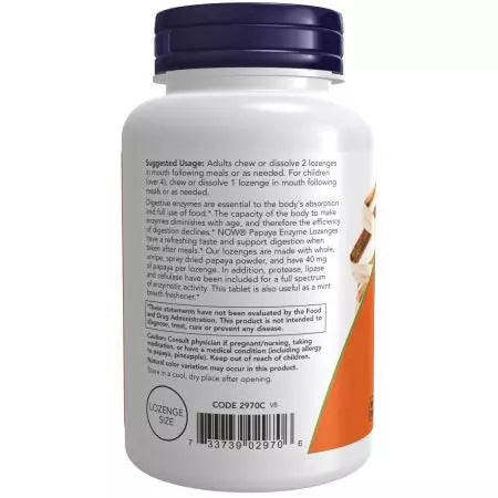 Now Foods Papaya Enzyme 180 Chewable Lozenges