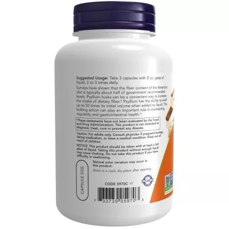 Maintenant, Caps de cosse de psyllium alimentaires 500 mg 200 Veg Capsules