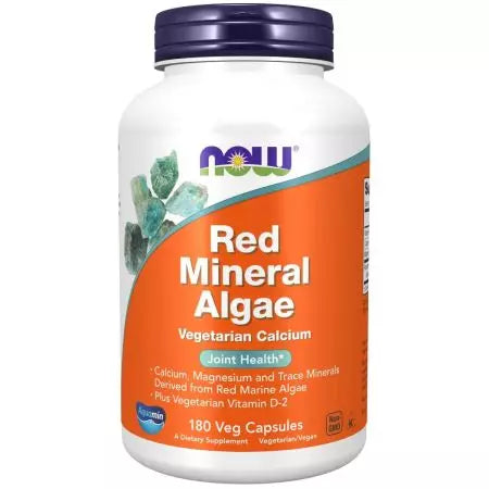 Maintenant aliments algues minérales rouges plus vitamine D2 180 capsules de légumes