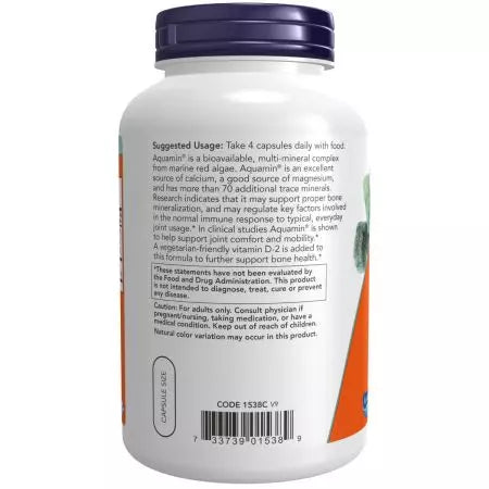 Maintenant aliments algues minérales rouges plus vitamine D2 180 capsules de légumes