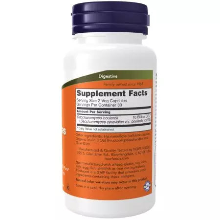 Now Foods Saccharomyces Boulardii 5 Billion CFU Probiotic 60 Veg Capsules