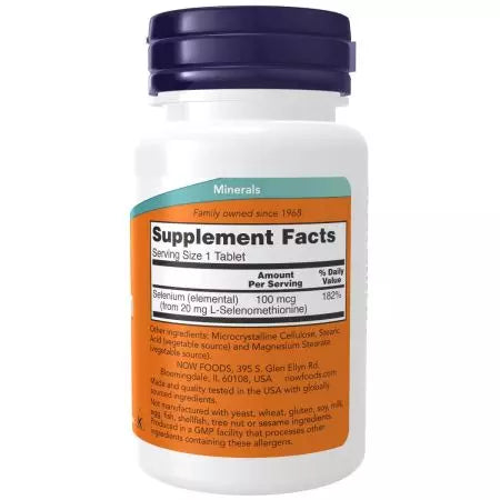 Now Foods Selenium 100 mcg 100 Tablets