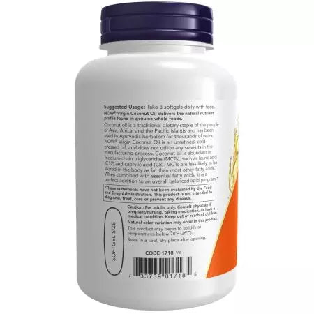 Ahora Foods Virgin Coconut Oil 1000 mg 120 Softgels