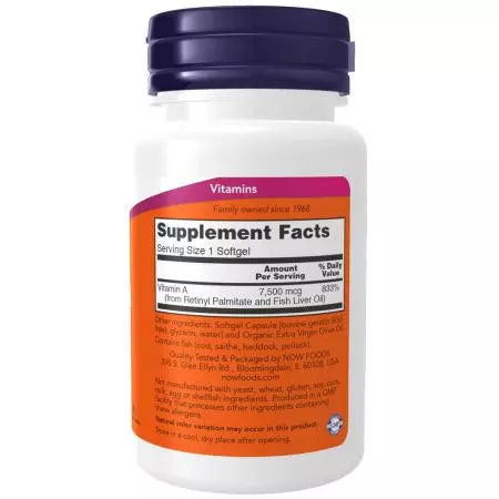 Now Foods Vitamin A 25,000iu 100 Softgels