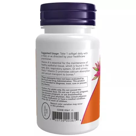 Maintenant aliments vitamine A & D3 25 000/1 000 UI 100 softgels