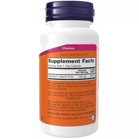 Now Foods Vitamin B2 (Riboflavin) 100 mg 100 Capsules