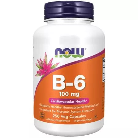 Agora alimentos vitamina B6 (piridoxina hcl) cápsulas de 100 mg 250