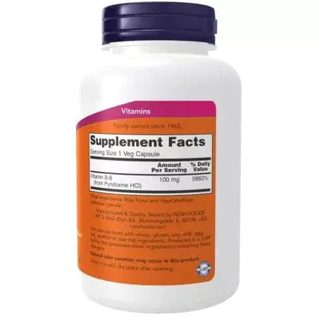 Nyní potraviny Vitamin B6 (pyridoxin HC1) 100 mg