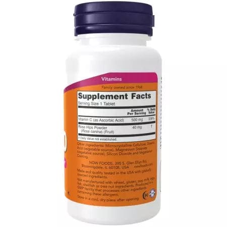 Now Foods Vitamin C500 with Rose Hips 100 Tablets