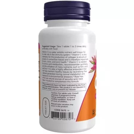 Now Foods Vitamin C500 with Rose Hips 100 Tablets