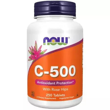 Maintenant aliments vitamine C500 avec des hanches de rose