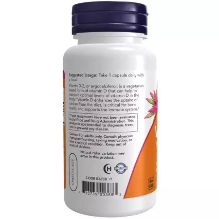 Now Foods Vitamin D 1,000 IU 120 Veg Capsules