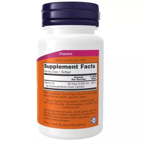 Maintenant aliments vitamine D3 2 000 UI 120 softgels