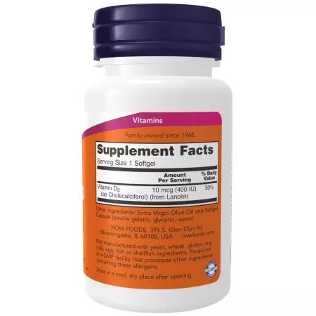 Nu Foods vitamine D3 400 IE 180 Softgels