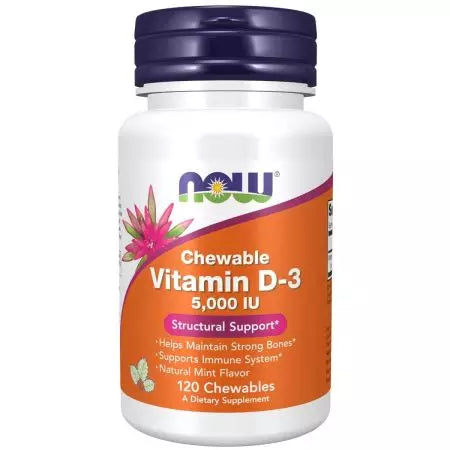 Acum alimente Vitamina D3 5.000 IU 120 Arome de mentă Mestecibile