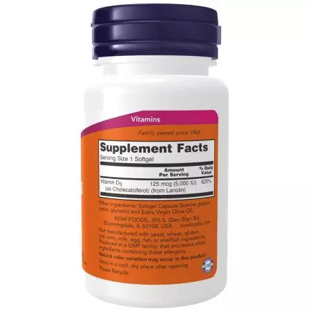 Ora alimenti vitamina D3 5.000 UI 120 Softgels