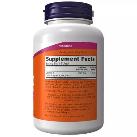 Now Foods Vitamin E400 With Mixed Tocopherols 250 Softgels