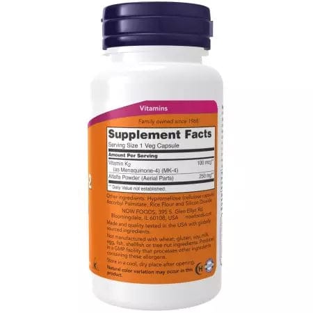 Ahora alimentos vitamina K2 100 mcg