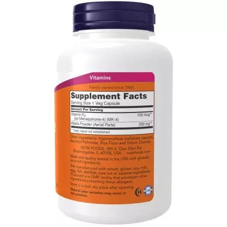 Ahora alimentos vitamina K2 100 mcg