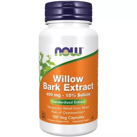 Τώρα τα τρόφιμα λευκά φλοιός Willow 400 mg 100 κάψουλες