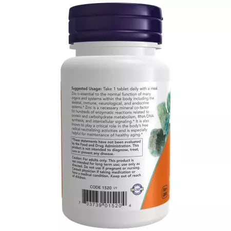 Ahora alimentos zinc (gluconato de zinc) 50 mg 100 tabletas