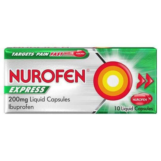 Nurofen Express 200mg Liquid Capsules Pack of 10 - welzo