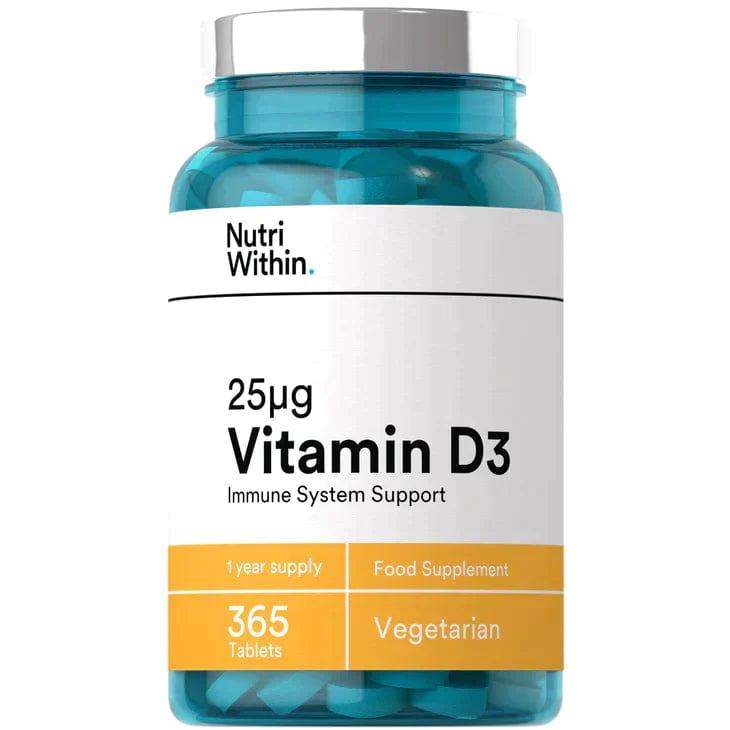 Nutri Within Vitamin D3 25ug Tablets Pack of 365 - welzo