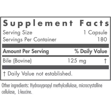 Nutricología Ox Bile 125mg 180 Cápsulas