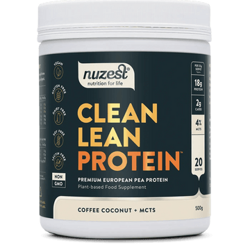 Nuzest - 500g - Clean Lean Protein Coffee Coconut + MCTS - welzo