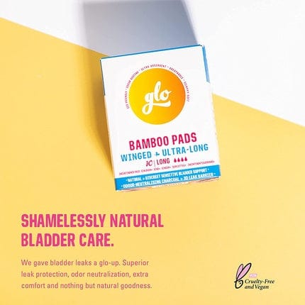 Glo Organic Bamboo Incontinence Women Ultra Long Biodegradable cuscine per vesciche sensibili