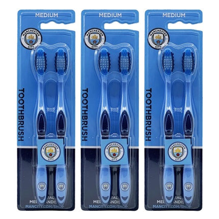 Manchester City F.C. Adults Medium Toothbrush Dental Teeth Oral Care - Pack of 6