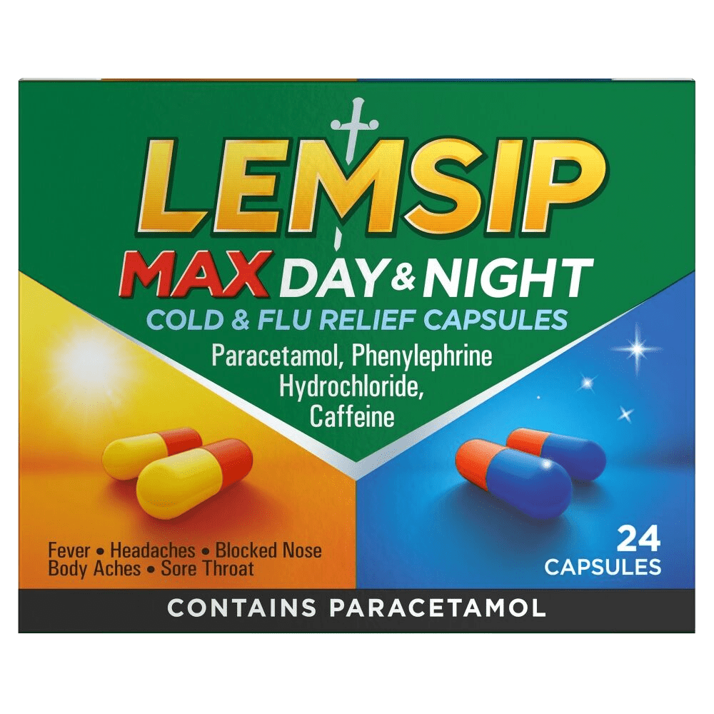 Lemsip Max Cold & Flu Day & Night Capsules Pack of 24 - welzo