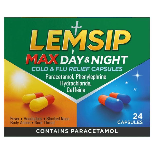 Lemsip Max Cold & Flu Day & Night Capsules Pack of 24 - welzo