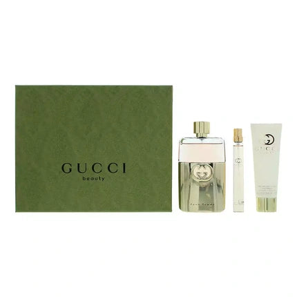 Gucci Womens Guilty 3 Piece Gift Set: Eau De Parfum 90ml - Eau De 10ml - Body Lotion 100ml