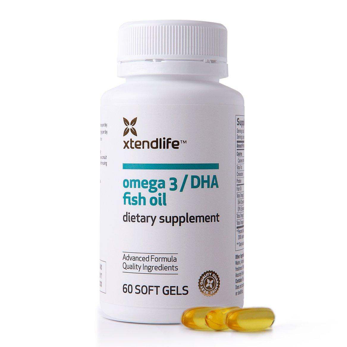 Omega 3 DHA Fish Oil, 60 gel caps - Xtendlife - welzo