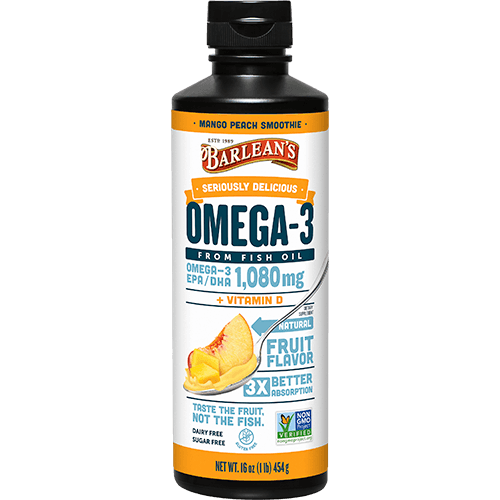 Omega-3 from Fish Oil, Mango Peach Smoothie, 1,080 mg, 16 oz (454 g) - welzo