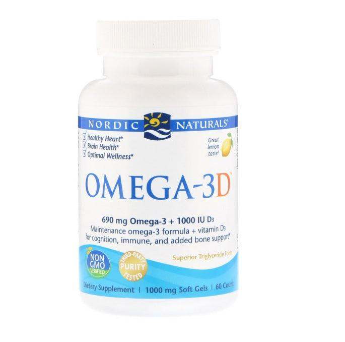 Omega-3D 60 Softgels, Lemon Flavour - Nordic Naturals - welzo