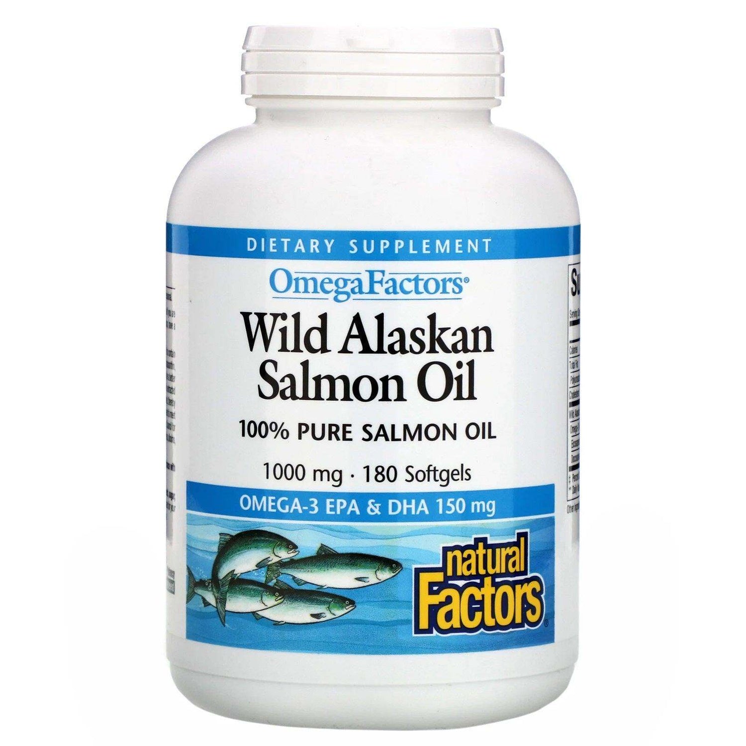 Omega Factors Wild Alaskan Salmon Oil 1000mg, 180 Softgels - Natural Factors - welzo