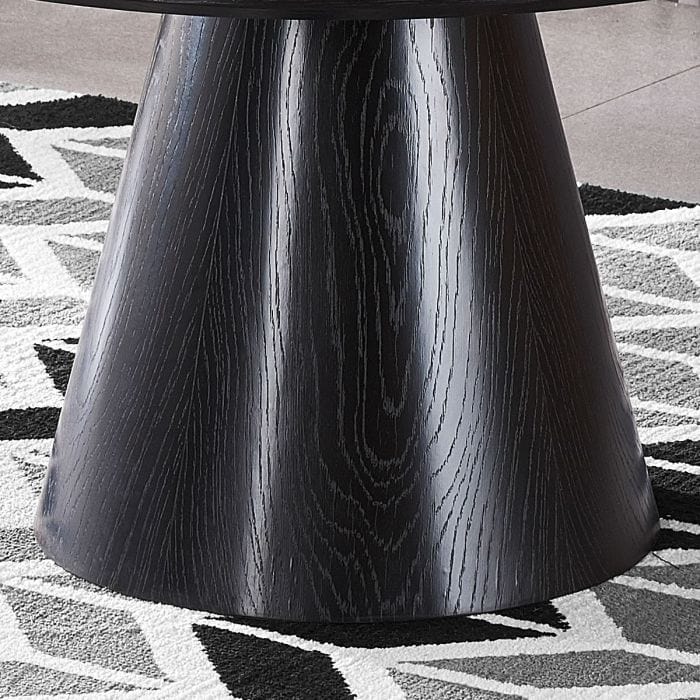 Black Round Wood Grain Coffee Table – Oscura Modern Design with Tapered Base 80cm