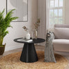 Black Round Wood Grain Coffee Table – Oscura Modern Design with Tapered Base 80cm