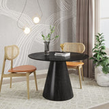 Sombra Round Black Eetting Table - 120 cm, gecanneleerd houtkorreleffect, gewogen basis (kopie)