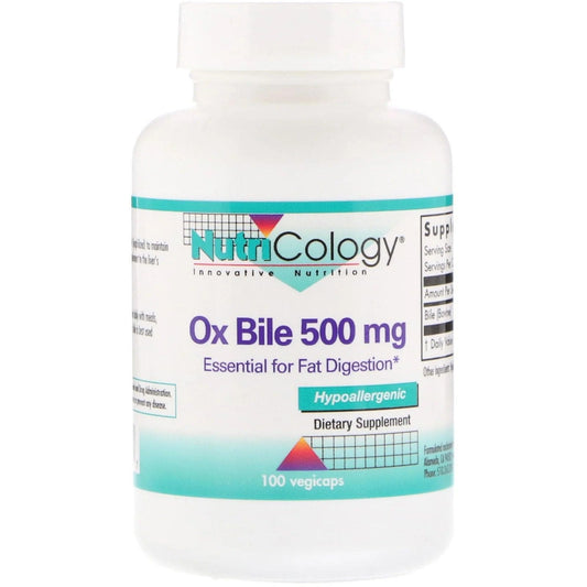 Ox Bile, 500mg, 100 Capsules - Nutricology / Allergy Research Group - welzo