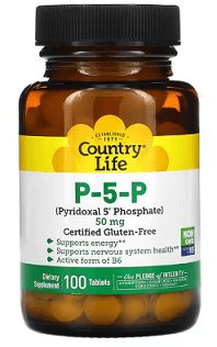P-5-P (Pyridoxal 5' Phosphate), 50 mg, 100 Tablets - Country Life - welzo