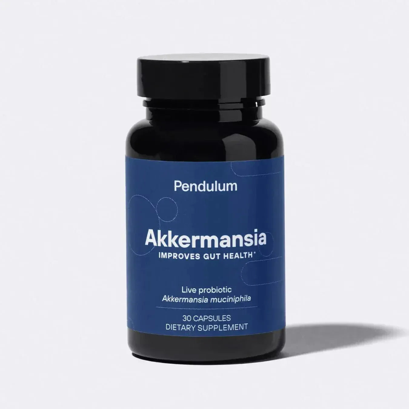 Pendulum Akkermansia, 30 capsule bottle containing live Akkermansia muciniphila WB-STR-0001 with chicory inulin
