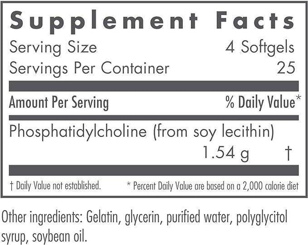 Phosphatidyl Choline 100 gels - Nutricology / Allergy Research Group - welzo