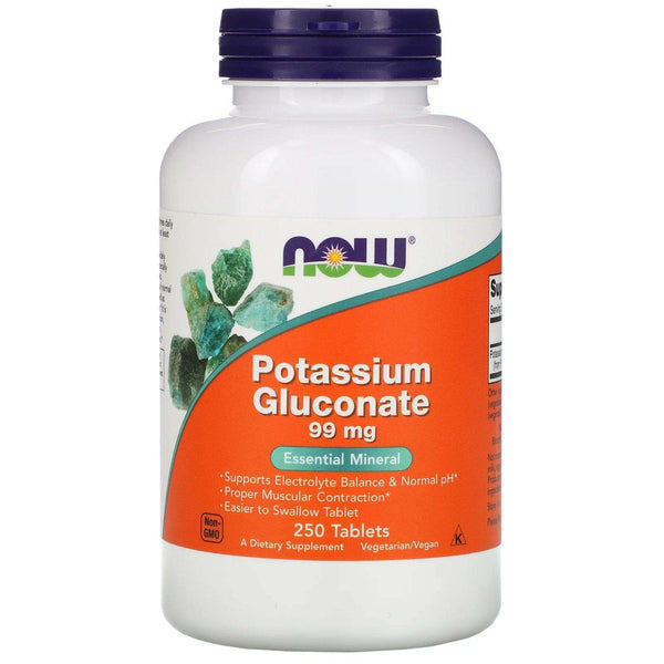 Potassium Gluconate 99mg, 250 Tablets - Now Foods - welzo