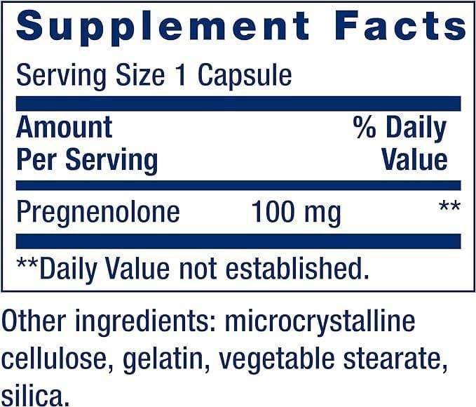 Pregnenolone, 100 mg, 100 Capsules - Life Extension - welzo