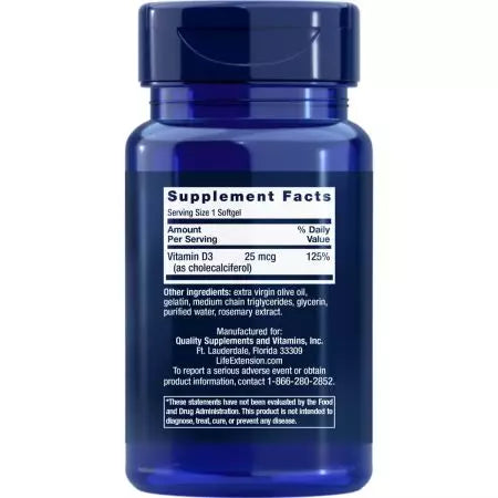 Wydłużenie życia witamina D3 25 mcg (1000 IU) 90 Softgels