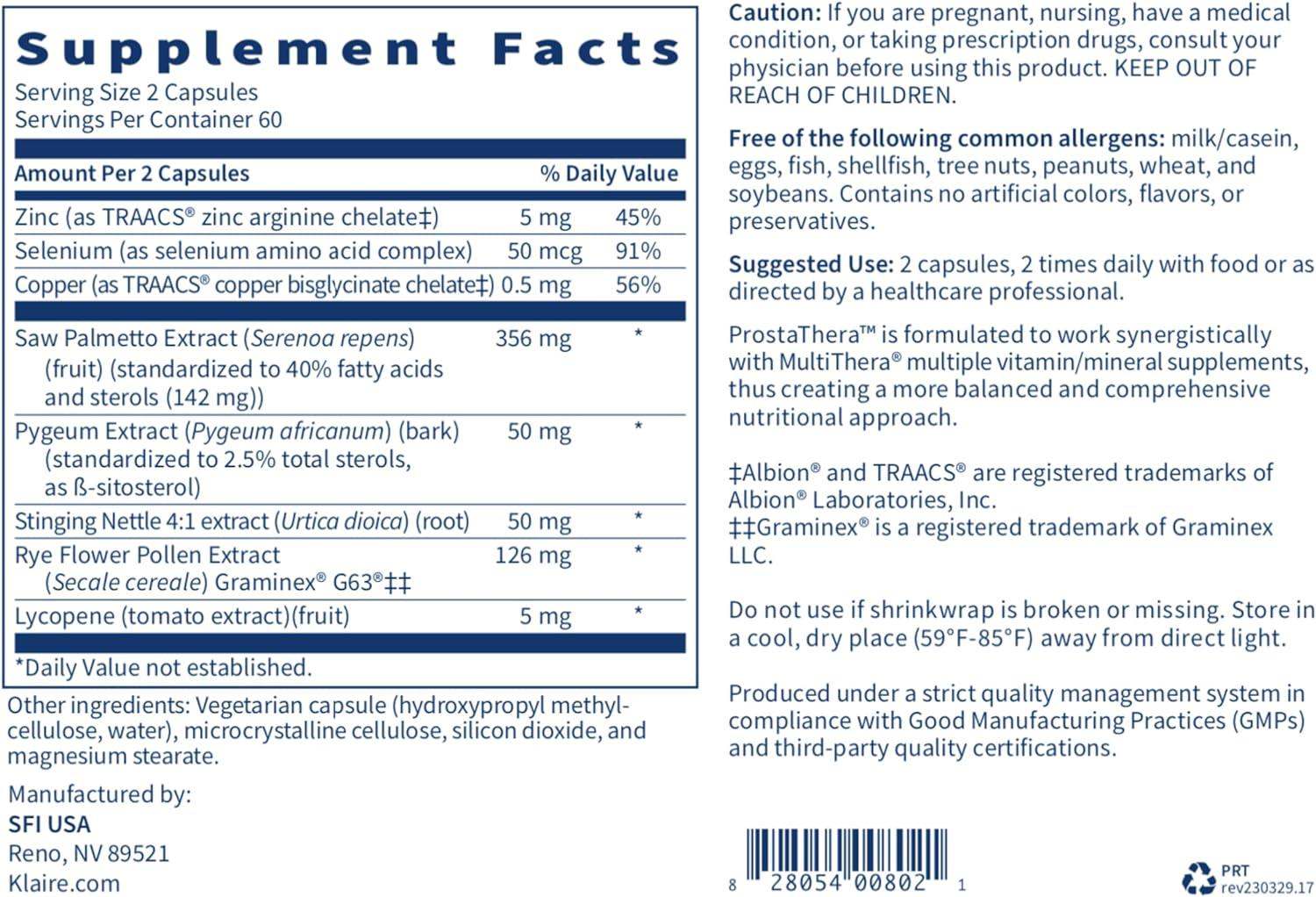 ProstaThera 120 Capsules - Klaire Labs - welzo