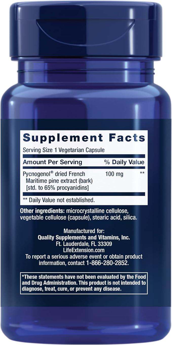 Pycnogenol® French Maritime Pine Bark Extract - 100 mg - 60 vegetarian ...